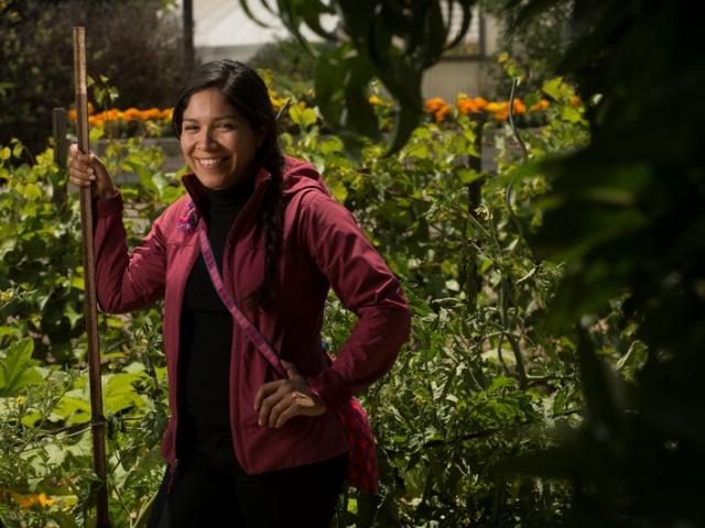 Carmen Cortez, a graduate in ecology, stands in the Ecological Garden of the Student Farm on Friday May 19, 2015 at UC Davis. Her graudate work is on farming in Belize and she spent over a year there. She will be part of the Graduate Studies brochure.